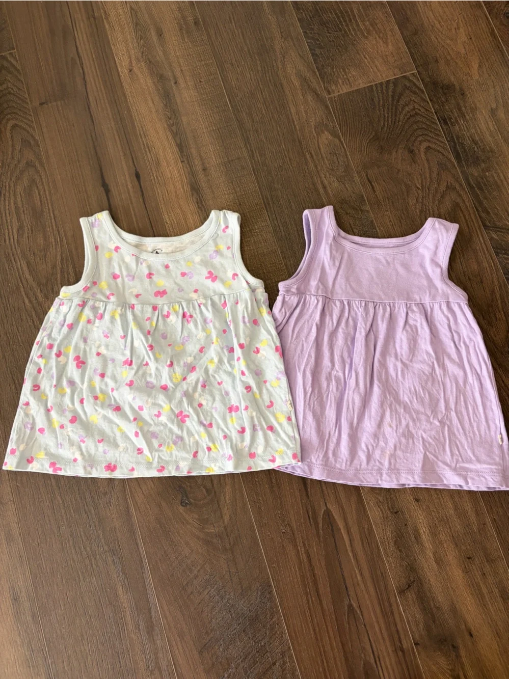 GAP Girls Lavender Tank & White Tank with Pink Yellow Print